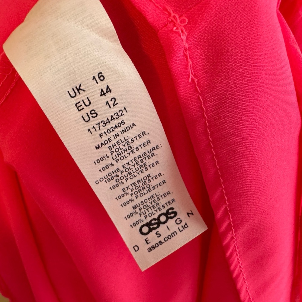 ASOS DESIGN pleated cut out midi dress in hyper pink - Picture 7 of 8